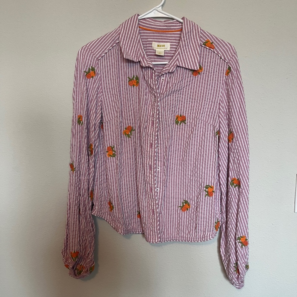 Striped and embroidered orange Top